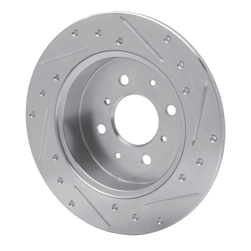 Acura EL Brake Rotor (1) - Rear Left - R1 Concepts - Drilled & Slotted - Silver - `01-`05